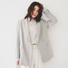 【アンタイトル/UNTITLED】のダブルブレストジャケット 人気、トレンドファッション・服の通販 founy(ファニー) ファッション Fashion レディースファッション WOMEN アウター Coat Outerwear ジャケット Jackets インナー Inner サマー Summer ジャケット Jacket ストライプ Stripe ストレッチ Stretch スマート Smart ダブル Double フリル Frills ボトム Bottom ポケット Pocket おすすめ Recommend thumbnail グレー|ID: prp329100004337664 ipo3291000000030139005