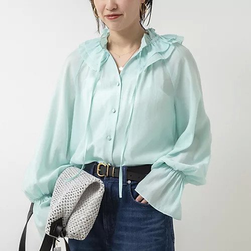 【ノーリーズソフィー/NOLLEY'S sophi】のシアーフリルブラウス インテリア・キッズ・メンズ・レディースファッション・服の通販 founy(ファニー) 　ファッション　Fashion　レディースファッション　WOMEN　トップス・カットソー　Tops/Tshirt　シャツ/ブラウス　Shirts/Blouses　2025年　2025　2025春夏・S/S　Ss,Spring/Summer,2025　おすすめ　Recommend　インナー　Inner　カーディガン　Cardigan　ジャケット　Jacket　セレモニー　Ceremony　フリル　Frills　リボン　Ribbon　春　Spring　ミントグリーン|ID: prp329100004343992 ipo3291000000030317559