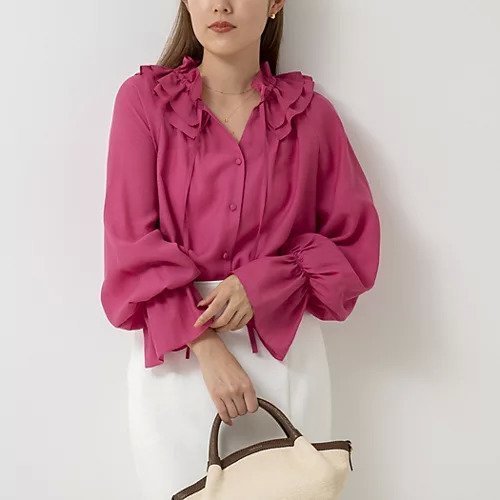 【ノーリーズソフィー/NOLLEY'S sophi】のシアーフリルブラウス インテリア・キッズ・メンズ・レディースファッション・服の通販 founy(ファニー) 　ファッション　Fashion　レディースファッション　WOMEN　トップス・カットソー　Tops/Tshirt　シャツ/ブラウス　Shirts/Blouses　2025年　2025　2025春夏・S/S　Ss,Spring/Summer,2025　おすすめ　Recommend　インナー　Inner　カーディガン　Cardigan　ジャケット　Jacket　セレモニー　Ceremony　フリル　Frills　リボン　Ribbon　春　Spring　ピンク|ID: prp329100004343992 ipo3291000000030317560