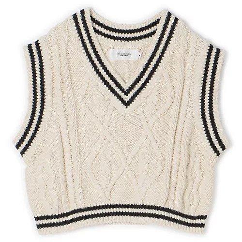 【ジェーンスミス/JANE SMITH】のKNIT CABLE TILDEN VEST インテリア・キッズ・メンズ・レディースファッション・服の通販 founy(ファニー) 　ファッション　Fashion　レディースファッション　WOMEN　アウター　Coat Outerwear　トップス・カットソー　Tops/Tshirt　ニット　Knit Tops　ベスト/ジレ　Gilets/Vests　ロング　Long　WHITE BLACK LINE|ID: prp329100004344002 ipo3291000000031715256