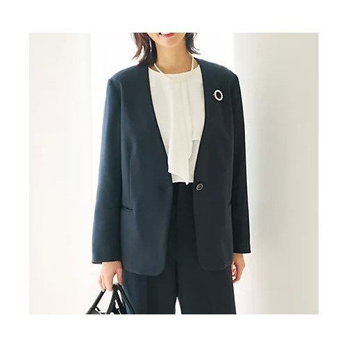 【エルーラ/Elura】のセレモニーダブルクロスジャケット インテリア・キッズ・メンズ・レディースファッション・服の通販 founy(ファニー) 　ファッション　Fashion　レディースファッション　WOMEN　アウター　Coat Outerwear　ジャケット　Jackets　インナー　Inner　シンプル　Simple　スマート　Smart　スーツ　Suit　セットアップ　Set Up　ダブル　Double　定番　Standard　人気　Popularity　バランス　Balance　パターン　Pattern　フリル　Frills　おすすめ　Recommend　エレガント 上品　Elegant　セレモニー　Ceremony　ビジネス 仕事 通勤　Business　ダークネイビー|ID: prp329100004345207 ipo3291000000030972426