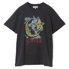 【ガニー/GANNI】 Basic Jersey Moonlight Relaxed T-shirt人気、トレンドファッション・服の通販 founy(ファニー) ファッション Fashion レディースファッション WOMEN トップス・カットソー Tops/Tshirt シャツ/ブラウス Shirts/Blouses ロング / Tシャツ T-Shirts 2025年 2025 2025春夏・S/S Ss,Spring/Summer,2025 イラスト Illustration プリント Print 洗える Washable |ID:prp329100004348072