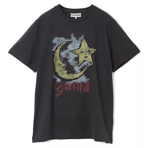 【ガニー/GANNI】のBasic Jersey Moonlight Relaxed T-shirt インテリア・キッズ・メンズ・レディースファッション・服の通販 founy(ファニー) 　ファッション　Fashion　レディースファッション　WOMEN　トップス・カットソー　Tops/Tshirt　シャツ/ブラウス　Shirts/Blouses　ロング / Tシャツ　T-Shirts　2025年　2025　2025春夏・S/S　Ss,Spring/Summer,2025　イラスト　Illustration　プリント　Print　洗える　Washable　Phantom|ID: prp329100004348072 ipo3291000000031940487