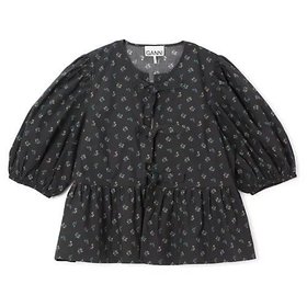 【ガニー/GANNI】 Printed Cotton Peplum Blouse人気、トレンドファッション・服の通販 founy(ファニー) ファッション Fashion レディースファッション Fashion for Women 2025年 2025 2025春夏・S/S Spring/Summer 2025 SS25 ガーリー Girly, Feminine Style フリル Frill, Ruffle フロント Front, Front Design プリント Print, Printed Pattern ペプラム Peplum, Flared Hem リボン Ribbon, Bow 洗える Machine Washable |ID:prp329100004348078