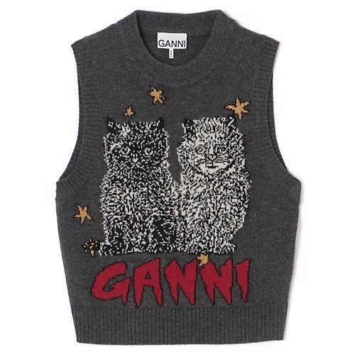 【ガニー/GANNI】のGraphic Wool Mix Cats Vest インテリア・キッズ・メンズ・レディースファッション・服の通販 founy(ファニー) https://founy.com/ ファッション Fashion レディースファッション Ladies' Fashion Online アウター Coat Outerwear トップス・カットソー Tops/Tshirt ベスト/ジレ Gilets/Vests 2025年 2025 2025春夏・S/S Ss,Spring/Summer,2025 イラスト Illustration ビビッド Vivid ベスト Vest ミックス Mix 猫 Cat |ID: prp329100004348080 ipo3291000000032524703