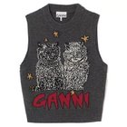 【ガニー/GANNI】のGraphic Wool Mix Cats Vest Gray Quill|ID: prp329100004348080 ipo3291000000032524704