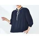 【ノーリーズ/NOLLEY'S】のストレッチジョーゼット配色リボンブラウス ネイビー|ID: prp329100004350465 ipo3291000000032219838