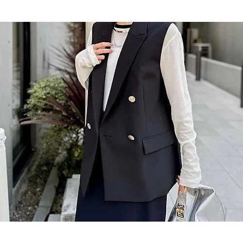 【ノーリーズソフィー/NOLLEY'S sophi】のウォッシャブルドライトロピカルジレ インテリア・キッズ・メンズ・レディースファッション・服の通販 founy(ファニー) 　ファッション　Fashion　レディースファッション　WOMEN　アウター　Coat Outerwear　トップス・カットソー　Tops/Tshirt　ベスト/ジレ　Gilets/Vests　2025年　2025　2025春夏・S/S　Ss,Spring/Summer,2025　おすすめ　Recommend　バランス　Balance　ボトム　Bottom　メタル　Metal　ロング　Long　ワイド　Wide　春　Spring　秋　Autumn/Fall　ブラック|ID: prp329100004350479 ipo3291000000031712736