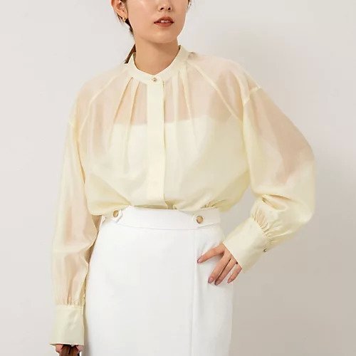 【ノーリーズ/NOLLEY'S】のバンドカラーシアーブラウス インテリア・キッズ・メンズ・レディースファッション・服の通販 founy(ファニー) https://founy.com/ ファッション Fashion レディースファッション Fashion for Women トップス・カットソー Cut & Sew Tops シャツ・ブラウス・オフィスカジュアル Elegant Blouses & Button-Ups 2025年 2025 2025春夏・S/S Spring/Summer 2025 SS25 シアー Sheer, See-Through セットアップ Set-Up, Coordinated Outfit バランス Balance, Style Balance ビジネス 仕事 通勤 Business / Work / Commuting |ID: prp329100004352373 ipo3291000000032695928