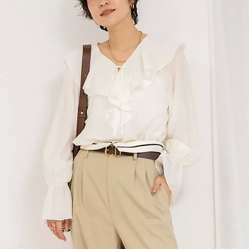【ノーリーズソフィー/NOLLEY'S sophi】のシアーラッフルブラウス インテリア・キッズ・メンズ・レディースファッション・服の通販 founy(ファニー) 　ファッション　Fashion　レディースファッション　WOMEN　トップス・カットソー　Tops/Tshirt　シャツ/ブラウス　Shirts/Blouses　2025年　2025　2025春夏・S/S　Ss,Spring/Summer,2025　おすすめ　Recommend　インナー　Inner　ジャケット　Jacket　フェミニン　Feminine　ラッフル　Raffle　春　Spring　オフホワイト|ID: prp329100004352374 ipo3291000000030394614