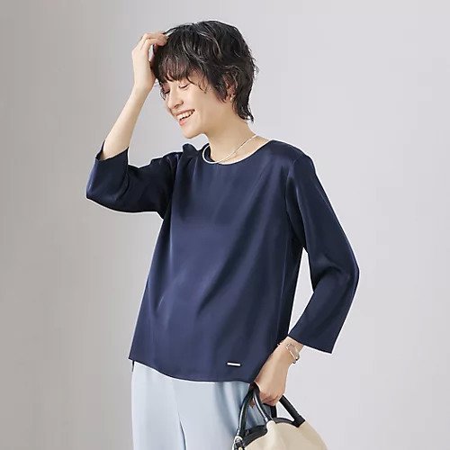 【ノーリーズ/NOLLEY'S】のオトナサテン7分袖サイドスリットブラウス インテリア・キッズ・メンズ・レディースファッション・服の通販 founy(ファニー) 　ファッション　Fashion　レディースファッション　Fashion for Women　トップス・カットソー　Cut & Sew Tops　シャツ・ブラウス・オフィスカジュアル　Elegant Blouses & Button-Ups　2025年　2025　2025春夏・S/S　Spring/Summer 2025 SS25　インナー　Innerwear　サテン　Satin, Glossy Fabric　シンプル　Simple, Minimal　ジャケット　Jacket, Outerwear　セレモニー　Ceremony　デニム　Denim, Jeans Material　プレート　Plate, Dish　ボトム　Bottoms, Lower Wear　エレガント 上品　Elegant　ネイビー|ID: prp329100004352378 ipo3291000000033628657
