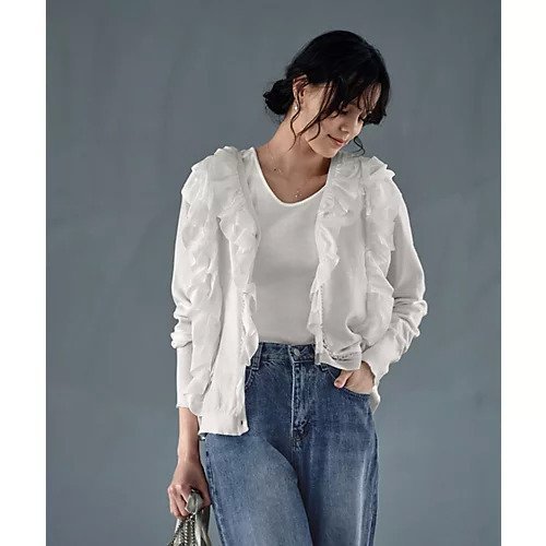 【スタイルデリ/STYLE DELI】の【LUXE】シフォンフリルニットカーディガン 人気、トレンドファッション・服の通販 founy(ファニー) 　ファッション　Fashion　レディースファッション　WOMEN　トップス・カットソー　Tops/Tshirt　ニット　Knit Tops　カーディガン　Cardigans　インナー　Inner　エアリー　Airy　春　Spring　秋　Autumn/Fall　クール　Cool　シンプル　Simple　ジャケット　Jacket　ストレート　Straight　タートルネック　Turtleneck　デコルテ　Decolletage　ハイネック　High Neck　フィット　Fit　フリル　Frills　フロント　Front　ベーシック　Basic　ポケット　Pocket　モノトーン　Monotone　冬　Winter　夏　Summer　ビジネス 仕事 通勤　Business　 other-1|ID: prp329100004352393 ipo3291000000030394681