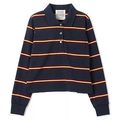 【アンスクリア/INSCRIRE】のBorder Short Polo Shirt インテリア・キッズ・メンズ・レディースファッション・服の通販 founy(ファニー) 　ファッション　Fashion　レディースファッション　WOMEN　トップス・カットソー　Tops/Tshirt　シャツ/ブラウス　Shirts/Blouses　ポロシャツ　Polo Shirts　ボーダー　Border　ポロシャツ　Polo Shirt　ロング　Long　洗える　Washable　長袖　Long Sleeve　NAVY|ID: prp329100004357238 ipo3291000000030450299