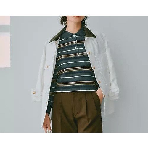 【アンスクリア/INSCRIRE】のBorder Short Polo Shirt 人気、トレンドファッション・服の通販 founy(ファニー) 　ファッション　Fashion　レディースファッション　WOMEN　トップス・カットソー　Tops/Tshirt　シャツ/ブラウス　Shirts/Blouses　ポロシャツ　Polo Shirts　ボーダー　Border　ポロシャツ　Polo Shirt　ロング　Long　洗える　Washable　長袖　Long Sleeve　other-3|ID: prp329100004357238 ipo3291000000031266585
