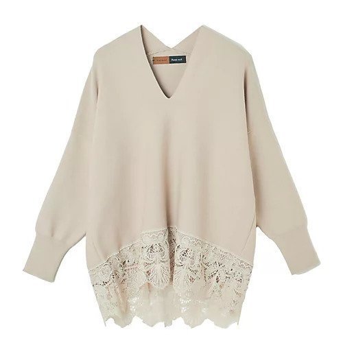 【イーバイエクラ/E by eclat】のRoom no.8 for E by eclat 裾レースコクーンニット インテリア・キッズ・メンズ・レディースファッション・服の通販 founy(ファニー) 　ファッション　Fashion　レディースファッション　WOMEN　トップス・カットソー　Tops/Tshirt　ニット　Knit Tops　スカラップ　Scalloped　フォルム　Form　レース　Race　エレガント 上品　Elegant　別注　Special Order　洗える　Washable　グレージュ|ID: prp329100004359853 ipo3291000000031914143