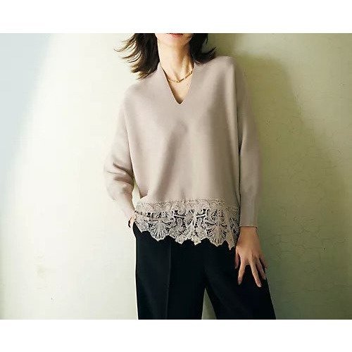 【イーバイエクラ/E by eclat】のRoom no.8 for E by eclat 裾レースコクーンニット 人気、トレンドファッション・服の通販 founy(ファニー) 　ファッション　Fashion　レディースファッション　WOMEN　トップス・カットソー　Tops/Tshirt　ニット　Knit Tops　スカラップ　Scalloped　フォルム　Form　レース　Race　エレガント 上品　Elegant　別注　Special Order　洗える　Washable　other-2|ID: prp329100004359853 ipo3291000000031914144