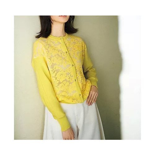 【イーバイエクラ/E by eclat】のRoom no.8 for E by eclat 華奢見えレース切り替えカーディガン 人気、トレンドファッション・服の通販 founy(ファニー) 　ファッション　Fashion　レディースファッション　Ladies' Fashion Online　トップス・カットソー　Tops/Tshirt　カーディガン　Cardigans　カーディガン　Cardigan　コンパクト　Compact　シンプル　Simple　チュール　Tulle　バランス　Balance　フラワー　Flower　モチーフ　Motif　レース　Race　エレガント 上品　Elegant　春　Spring　洗える　Washable　other-2|ID: prp329100004359859 ipo3291000000032523019