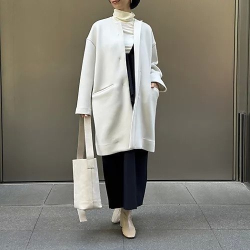 【ミラオーウェン/Mila Owen】のノーカラーフラップポケット付きポンチコート 人気、トレンドファッション・服の通販 founy(ファニー) 　ファッション　Fashion　レディースファッション　WOMEN　アウター　Coat Outerwear　コート　Coats　シンプル　Simple　ハーフ　Half　フォーマル　Formal　定番　Standard　other-3|ID: prp329100004360148 ipo3291000000031888791