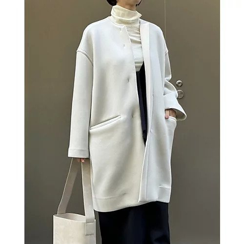 【ミラオーウェン/Mila Owen】のノーカラーフラップポケット付きポンチコート 人気、トレンドファッション・服の通販 founy(ファニー) 　ファッション　Fashion　レディースファッション　Fashion for Women　アウター　Coat / Outerwear Collection　コート・ロングコート・ピーコート　Long Coats, Peacoats & More　シンプル　Simple, Minimal　ハーフ　Half, Half-Length　フォーマル　Formal, Dressy　定番　Standard, Basic Item　other-2|ID: prp329100004360148 ipo3291000000034620784