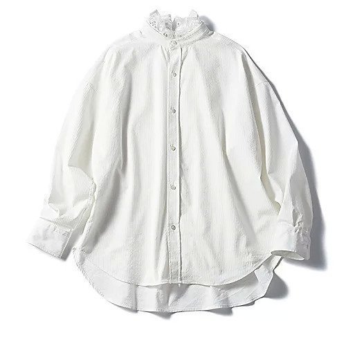 【トゥエルブクローゼット/12closet】の【洗える】衿レース2WAYバンドカラーシャツ インテリア・キッズ・メンズ・レディースファッション・服の通販 founy(ファニー) https://founy.com/ ファッション Fashion レディースファッション WOMEN トップス・カットソー Tops/Tshirt シャツ/ブラウス Shirts/Blouses ストライプ Stripe レース Race 洗える Washable |ID: prp329100004364258 ipo3291000000030519311