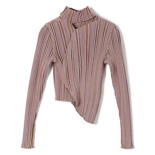 【フォトコピュー/PHOTOCOPIEU】のASYMMETRIC OVAL JUMPER インテリア・キッズ・メンズ・レディースファッション・服の通販 founy(ファニー) https://founy.com/ ファッション Fashion レディースファッション Fashion for Women 2025年 2025 2025春夏・S/S Spring/Summer 2025 SS25 アシンメトリー Asymmetrical Style カッティング Cutting Detail ストライプ Stripe, Striped Pattern ハイネック High Neck, Mock Neck 今季 This Season, Current Season 洗える Machine Washable |ID: prp329100004364260 ipo3291000000032524685