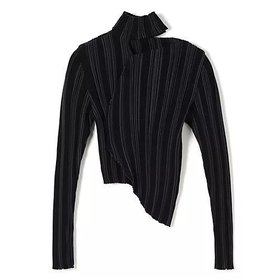 【フォトコピュー/PHOTOCOPIEU】のASYMMETRIC OVAL JUMPER 人気、トレンドファッション・服の通販 founy(ファニー) ファッション Fashion レディースファッション Fashion for Women 2025年 2025 2025春夏・S/S Spring/Summer 2025 SS25 アシンメトリー Asymmetrical Style カッティング Cutting Detail ストライプ Stripe, Striped Pattern ハイネック High Neck, Mock Neck 今季 This Season, Current Season 洗える Machine Washable |ID:prp329100004364260