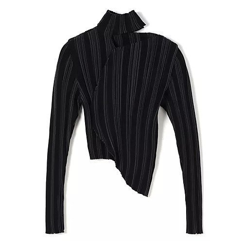【フォトコピュー/PHOTOCOPIEU】のASYMMETRIC OVAL JUMPER 人気、トレンドファッション・服の通販 founy(ファニー) 　ファッション　Fashion　レディースファッション　Fashion for Women　2025年　2025　2025春夏・S/S　Spring/Summer 2025 SS25　アシンメトリー　Asymmetrical Style　カッティング　Cutting Detail　ストライプ　Stripe, Striped Pattern　ハイネック　High Neck, Mock Neck　今季　This Season, Current Season　洗える　Machine Washable　 other-1|ID: prp329100004364260 ipo3291000000033260604