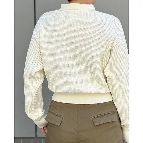 【トゥエルブクローゼット/12closet】の【洗える】サーマル風衿付きニット 人気、トレンドファッション・服の通販 founy(ファニー) 　ファッション　Fashion　レディースファッション　Fashion for Women　トップス・カットソー　Cut & Sew Tops　ニット　Knit Tops & Sweaters　クラシカル　Classical, Vintage-Inspired　サーマル　Thermal, Waffle Knit　トレンド　Trend, Trending Now　バランス　Balance, Style Balance　ワイド　Wide, Wide Fit　洗える　Machine Washable　other-3|ID: prp329100004364261 ipo3291000000034954186