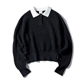 【トゥエルブクローゼット/12closet】の【洗える】サーマル風衿付きニット 人気、トレンドファッション・服の通販 founy(ファニー) ファッション Fashion レディースファッション Fashion for Women トップス・カットソー Cut & Sew Tops ニット Knit Tops & Sweaters クラシカル Classical, Vintage-Inspired サーマル Thermal, Waffle Knit トレンド Trend, Trending Now バランス Balance, Style Balance ワイド Wide, Wide Fit 洗える Machine Washable |ID:prp329100004364261