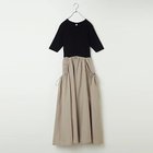 【エミ/emmi】の【LEE別注】【洗える】ハーフスリーブニットドッキングワンピース 【LEE別注】ブラック×ベージュ|ID: prp329100004364270 ipo3291000000034898634