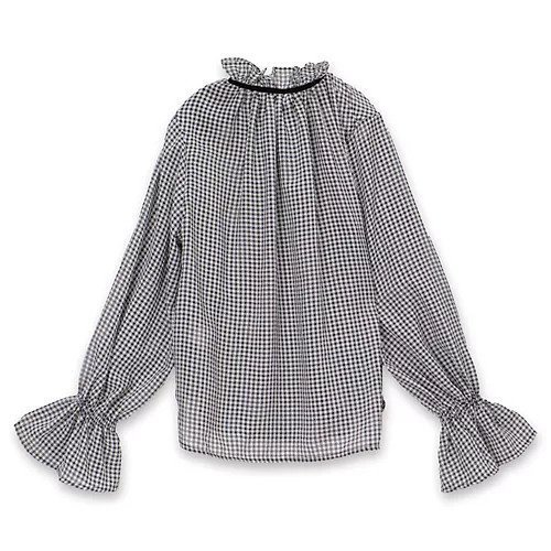 【ガニー/GANNI】のSheer Fluid Check Tie String Shirt 人気、トレンドファッション・服の通販 founy(ファニー) 　ファッション　Fashion　レディースファッション　Fashion for Women　トップス・カットソー　Cut & Sew Tops　シャツ・ブラウス・オフィスカジュアル　Elegant Blouses & Button-Ups　2025年　2025　2025春夏・S/S　Spring/Summer 2025 SS25　ガーリー　Girly, Feminine Style　ギンガム　Gingham, Gingham Fabric　スタンド　Stand Collar, Upright Stand　チェック　Check, Plaid, Tartan　フリル　Frill, Ruffle　洗える　Machine Washable　other-2|ID: prp329100004372743 ipo3291000000031265428