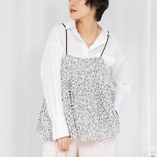 【ノーリーズソフィー/NOLLEY'S sophi】のフェザーカラミキャミブラウス インテリア・キッズ・メンズ・レディースファッション・服の通販 founy(ファニー) https://founy.com/ ファッション Fashion レディースファッション Fashion for Women トップス・カットソー Cut & Sew Tops キャミソール&ノースリーブ Camisoles & Sleeveless Tops シャツ・ブラウス・オフィスカジュアル Elegant Blouses & Button-Ups 2025年 2025 2025春夏・S/S Spring/Summer 2025 SS25 おすすめ Recommended / Our Picks フェザー Feather, Feather Detail |ID: prp329100004372747 ipo3291000000032258432