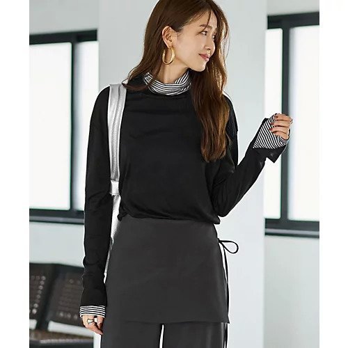 【スタイルデリ/STYLE DELI】の【Made in Japan】レイヤード風カットトップス インテリア・キッズ・メンズ・レディースファッション・服の通販 founy(ファニー) 　ファッション　Fashion　レディースファッション　Fashion for Women　トップス・カットソー　Cut & Sew Tops　インナー　Innerwear　エアリー　Airy Texture　カットソー　Cut and Sewn Top　カーディガン　Cardigan, Knitwear　サロペット　Overalls, Salopette　シンプル　Simple, Minimal　ジャケット　Jacket, Outerwear　スタンド　Stand Collar, Upright Stand　ストレート　Straight, Straight Cut　スリット　Slit, Slit Detail　とろみ　Fluid, Flowy Fabric　タートル　Turtleneck, Turtle Collar　タートルネック　Turtleneck, High Neck　なめらか　Smooth, Silky Texture　バランス　Balance, Style Balance　フィット　Fit, Slim Fit　ベスト　Vest, Waistcoat　ボーダー　Border, Stripe　ポケット　Pocket, Pocket Detail　ルーズ　Loose, Oversized　日本製　Made In Japan　夏　Summer　ブラック|ID: prp329100004379502 ipo3291000000034078639