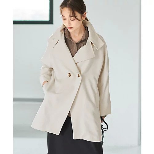 【スタイルデリ/STYLE DELI】のツイル生地2wayネックコート インテリア・キッズ・メンズ・レディースファッション・服の通販 founy(ファニー) 　ファッション　Fashion　レディースファッション　Fashion for Women　アウター　Coat / Outerwear Collection　コート・ロングコート・ピーコート　Long Coats, Peacoats & More　春　Spring　切替　Switching, Contrast Panel　軽量　Lightweight, Ultra Light　サロペット　Overalls, Salopette　シンプル　Simple, Minimal　スタンド　Stand Collar, Upright Stand　スリット　Slit, Slit Detail　スーツ　Suit, Formalwear　ダブル　Double, Double-Breasted　ツイル　Twist, Twisted Detail　バランス　Balance, Style Balance　フロント　Front, Front Design　ポケット　Pocket, Pocket Detail　マーブル　Marble, Marble Pattern　リアル　Real, Realistic　ロング　Long, Long-Length　夏　Summer　エクリュ|ID: prp329100004379562 ipo3291000000034176146