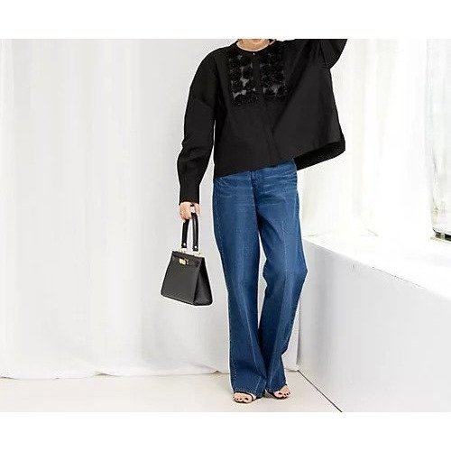 【ノーリーズ/NOLLEY'S】のフラワーモチーフブラウス 人気、トレンドファッション・服の通販 founy(ファニー) 　ファッション　Fashion　レディースファッション　WOMEN　トップス・カットソー　Tops/Tshirt　シャツ/ブラウス　Shirts/Blouses　花柄・フラワープリント・モチーフ　Flower Patterns　2025年　2025　2025春夏・S/S　Ss,Spring/Summer,2025　シアー　Sheer　デニム　Denim　フラワー　Flower　フロント　Front　モチーフ　Motif　エレガント 上品　Elegant　other-3|ID: prp329100004381656 ipo3291000000031712561