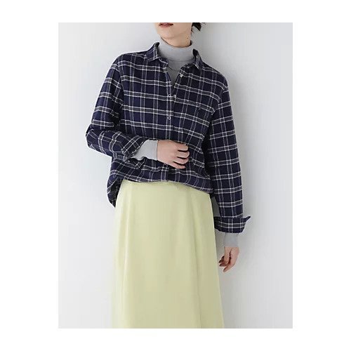 【ヒューマンウーマン/HUMAN WOMAN】のコットン起毛チェックマリンカラーシャツ 人気、トレンドファッション・服の通販 founy(ファニー) 　ファッション　Fashion　レディースファッション　WOMEN　トップス・カットソー　Tops/Tshirt　シャツ/ブラウス　Shirts/Blouses　おすすめ　Recommend　インナー　Inner　カフス　Cuffs　チェック　Check　デニム　Denim　ドット　Dot　ポケット　Pocket　定番　Standard　A/W・秋冬　Aw・Autumn/Winter・Fw・Fall-Winter　 other-1|ID: prp329100004381665 ipo3291000000030624983