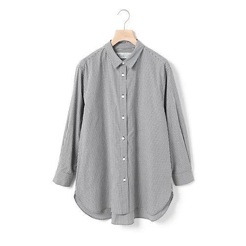 【ミディウミ/MidiUmi】のパターンワイドロングシャツ インテリア・キッズ・メンズ・レディースファッション・服の通販 founy(ファニー) 　ファッション　Fashion　レディースファッション　WOMEN　トップス・カットソー　Tops/Tshirt　シャツ/ブラウス　Shirts/Blouses　イエロー　Yellow　ギンガム　Gingham　ショート　Short　ストライプ　Stripe　タイプライター　Typewriter　チェック　Check　チュニック　Tunic　ベスト　Vest　ベーシック　Basic　ボトム　Bottom　ロング　Long　春　Spring　ブラック|ID: prp329100004383164 ipo3291000000030990057