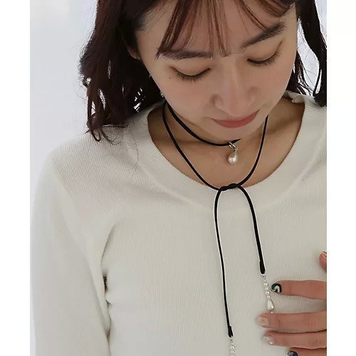 【コレカラ/collecala】のパール付き コードチョーカーネックレス/ラリエット 人気、トレンドファッション・服の通販 founy(ファニー) 　ファッション　Fashion　レディースファッション　WOMEN　ジュエリー　Jewelry　ネックレス　Necklaces　おすすめ　Recommend　オケージョン　Occasion　トレンド　Trend　ネックレス　Necklace　パール　Pearl　フロント　Front　other-3|ID: prp329100004383267 ipo3291000000031264917