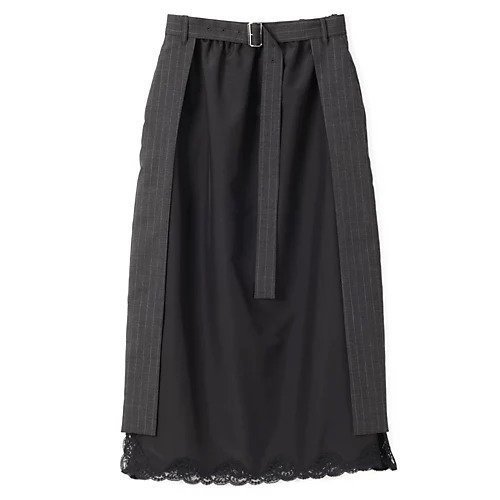 【アンスクリア/INSCRIRE】のWool Layered Skirt 人気、トレンドファッション・服の通販 founy(ファニー) 　ファッション　Fashion　レディースファッション　Fashion for Women　スカート　Skirts　2025年　2025　2025春夏・S/S　Spring/Summer 2025 SS25　ストライプ　Stripe, Striped Pattern　ペチコート　Petticoat, Underskirt　マニッシュ　Mannish, Boyish　レース　Lace, Lace Fabric　other-2|ID: prp329100004389157 ipo3291000000034955740