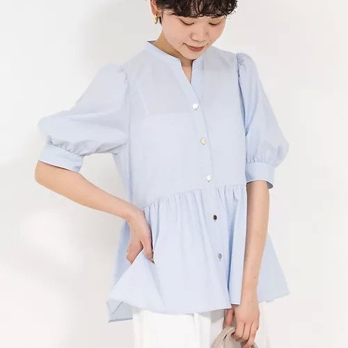 【ノーリーズソフィー/NOLLEY'S sophi】のペプラムシャツブラウス インテリア・キッズ・メンズ・レディースファッション・服の通販 founy(ファニー) 　ファッション　Fashion　レディースファッション　WOMEN　トップス・カットソー　Tops/Tshirt　シャツ/ブラウス　Shirts/Blouses　2025年　2025　2025春夏・S/S　Ss,Spring/Summer,2025　スリーブ　Sleeve　デニム　Denim　ペプラム　Peplum　ワイド　Wide　エレガント 上品　Elegant　ビジネス 仕事 通勤　Business　サックス|ID: prp329100004391986 ipo3291000000031712304