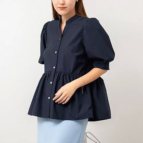 【ノーリーズソフィー/NOLLEY'S sophi】のペプラムシャツブラウス インテリア・キッズ・メンズ・レディースファッション・服の通販 founy(ファニー) 　ファッション　Fashion　レディースファッション　WOMEN　トップス・カットソー　Tops/Tshirt　シャツ/ブラウス　Shirts/Blouses　2025年　2025　2025春夏・S/S　Ss,Spring/Summer,2025　スリーブ　Sleeve　デニム　Denim　ペプラム　Peplum　ワイド　Wide　エレガント 上品　Elegant　ビジネス 仕事 通勤　Business　ネイビー|ID: prp329100004391986 ipo3291000000031712305