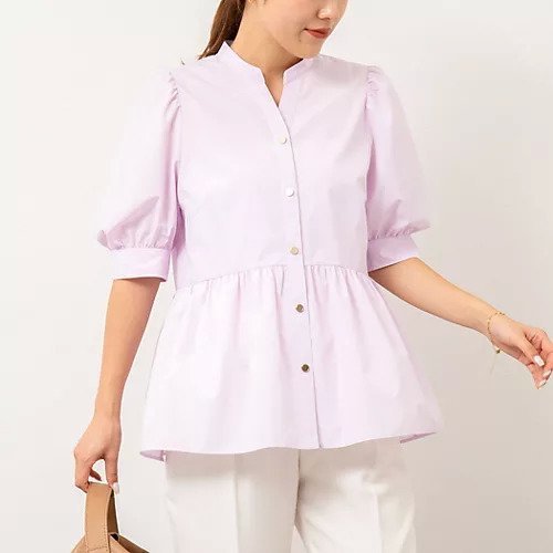 【ノーリーズソフィー/NOLLEY'S sophi】のペプラムシャツブラウス インテリア・キッズ・メンズ・レディースファッション・服の通販 founy(ファニー) 　ファッション　Fashion　レディースファッション　WOMEN　トップス・カットソー　Tops/Tshirt　シャツ/ブラウス　Shirts/Blouses　2025年　2025　2025春夏・S/S　Ss,Spring/Summer,2025　スリーブ　Sleeve　デニム　Denim　ペプラム　Peplum　ワイド　Wide　エレガント 上品　Elegant　ビジネス 仕事 通勤　Business　ラベンダー|ID: prp329100004391986 ipo3291000000031712306