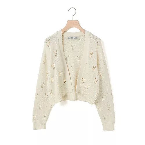 【ミディウミ/MidiUmi】のオープンワークニットカーディガン インテリア・キッズ・メンズ・レディースファッション・服の通販 founy(ファニー) 　ファッション　Fashion　レディースファッション　WOMEN　トップス・カットソー　Tops/Tshirt　ニット　Knit Tops　カーディガン　Cardigans　ハンド　Hand　フロント　Front　メッシュ　Mesh　アイボリー|ID: prp329100004392032 ipo3291000000030707615