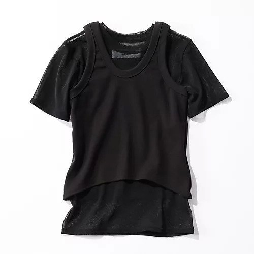 【ジェーンスミス/JANE SMITH】のSHORT SLEEVE WITH TANK LAYERED PULLOVER 人気、トレンドファッション・服の通販 founy(ファニー) 　ファッション　Fashion　レディースファッション　WOMEN　トップス・カットソー　Tops/Tshirt　プルオーバー　Pullover　コンパクト　Compact　ショート　Short　タンク　Tank　バランス　Balance　パッチ　Patch　ボトム　Bottom　メッシュ　Mesh　洗える　Washable　other-3|ID: prp329100004393766 ipo3291000000032001324