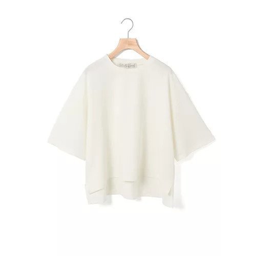 【ミディウミ/MidiUmi】のワイドハーフスリーブプルオーバー インテリア・キッズ・メンズ・レディースファッション・服の通販 founy(ファニー) 　ファッション　Fashion　レディースファッション　WOMEN　トップス・カットソー　Tops/Tshirt　プルオーバー　Pullover　イエロー　Yellow　シンプル　Simple　スリット　Slit　ワイド　Wide　春　Spring　オフホワイト|ID: prp329100004406235 ipo3291000000030777897