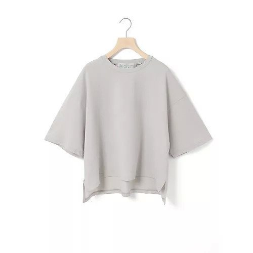【ミディウミ/MidiUmi】のワイドハーフスリーブプルオーバー インテリア・キッズ・メンズ・レディースファッション・服の通販 founy(ファニー) 　ファッション　Fashion　レディースファッション　WOMEN　トップス・カットソー　Tops/Tshirt　プルオーバー　Pullover　イエロー　Yellow　シンプル　Simple　スリット　Slit　ワイド　Wide　春　Spring　ライトグレー|ID: prp329100004406235 ipo3291000000030777899