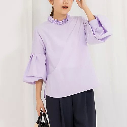 【ノーリーズ/NOLLEY'S】の【MARILYN MOON/マリリーンムーン】タックフリルボリュームブラウス インテリア・キッズ・メンズ・レディースファッション・服の通販 founy(ファニー) 　ファッション　Fashion　レディースファッション　WOMEN　トップス・カットソー　Tops/Tshirt　シャツ/ブラウス　Shirts/Blouses　2025年　2025　2025春夏・S/S　Ss,Spring/Summer,2025　おすすめ　Recommend　エレガント 上品　Elegant　シンプル　Simple　デニム　Denim　バランス　Balance　フリル　Frills　ボトム　Bottom　モダン　Modern　ラベンダー|ID: prp329100004408677 ipo3291000000031712234