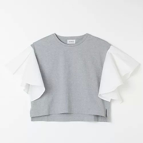 【アダワス/ADAWAS】の【HPS別注】袖フリルTシャツ インテリア・キッズ・メンズ・レディースファッション・服の通販 founy(ファニー) 　ファッション　Fashion　レディースファッション　WOMEN　トップス・カットソー　Tops/Tshirt　シャツ/ブラウス　Shirts/Blouses　ロング / Tシャツ　T-Shirts　フリル　Frills　別注　Special Order　洗える　Washable　GREY&#215;WHITE|ID: prp329100004411064 ipo3291000000030803021