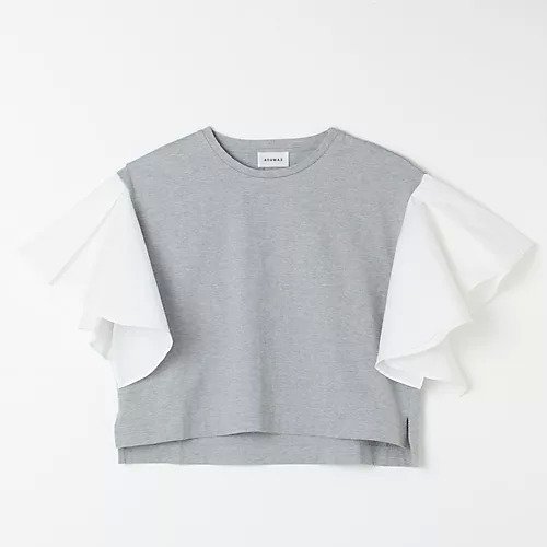 【アダワス/ADAWAS】の【HPS別注】袖フリルTシャツ インテリア・キッズ・メンズ・レディースファッション・服の通販 founy(ファニー) 　ファッション　Fashion　レディースファッション　Fashion for Women　トップス・カットソー　Cut & Sew Tops　シャツ・ブラウス・オフィスカジュアル　Elegant Blouses & Button-Ups　ロングTシャツ・Tシャツ　Longline T-Shirts & Tees　フリル　Frill, Ruffle　別注　Limited Edition, Custom Order　洗える　Machine Washable　GREY&#215;WHITE|ID: prp329100004411064 ipo3291000000034155439