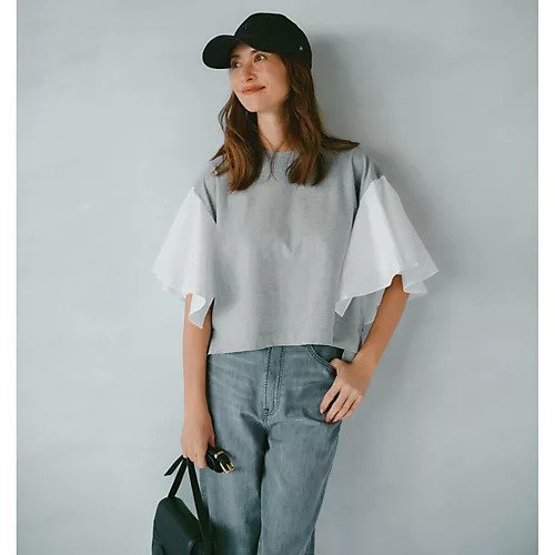 【アダワス/ADAWAS】の【HPS別注】袖フリルTシャツ 人気、トレンドファッション・服の通販 founy(ファニー) 　ファッション　Fashion　レディースファッション　Fashion for Women　トップス・カットソー　Cut & Sew Tops　シャツ・ブラウス・オフィスカジュアル　Elegant Blouses & Button-Ups　ロングTシャツ・Tシャツ　Longline T-Shirts & Tees　フリル　Frill, Ruffle　別注　Limited Edition, Custom Order　洗える　Machine Washable　other-3|ID: prp329100004411064 ipo3291000000036162436